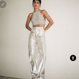 NWT zara metallic silver jeans